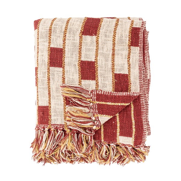 Punane/beež puuvillaseguga tekk 130x160 cm Cang - Bloomingville-image-3