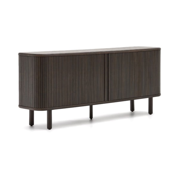 Tumepruun tuhkpuu dekooriga lükandustega madal kummut 180x75 cm Mailen - Kave Home-image-4