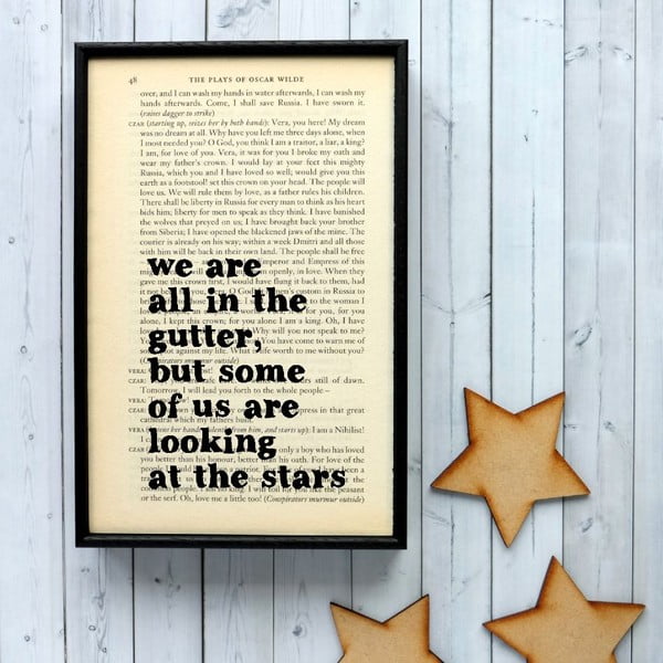 Plakát v dřevěném rámu Oscar Wilde Stars