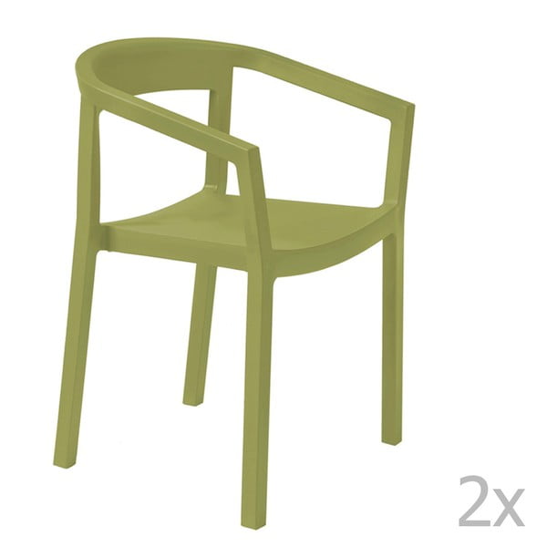 Sada 2 zelených zahradních židlí s područkami Resol Peach