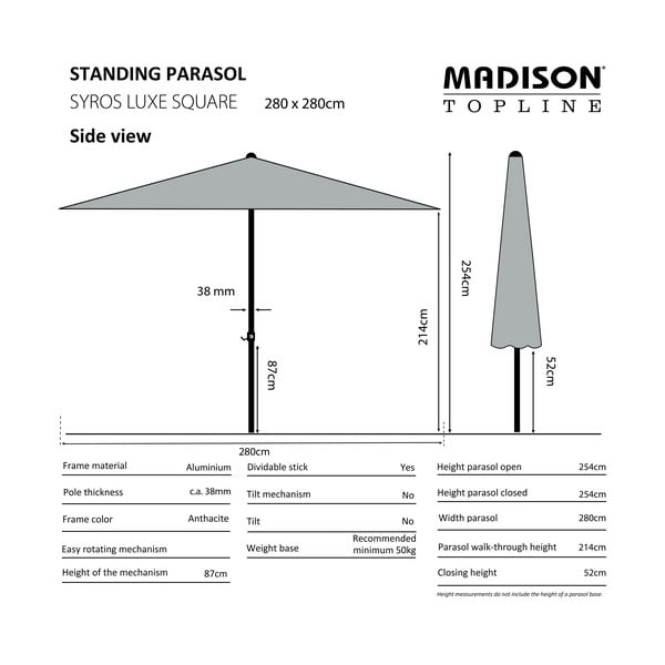 Roheline päikesevarju 280x280 cm Syros - Madison-image-1