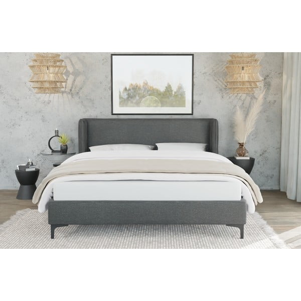 Tumehall polsterdatud üheinimesevoodi voodipõhjaga 90x200 cm Basti - Ropez-image-2