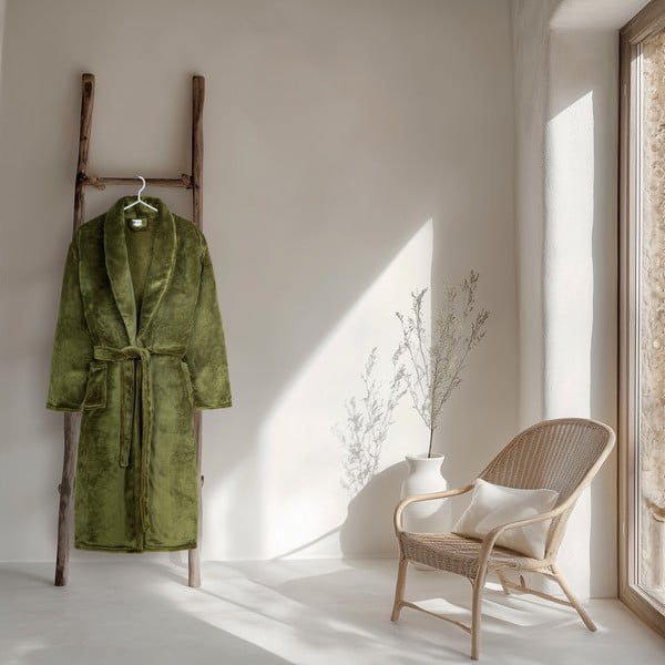 Roheline mikrofliisist hommikumantel, suurus M/L Polyvelvet - Good Morning-image-1