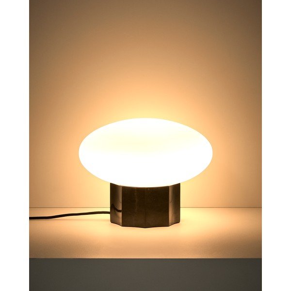 Valge/must metallist laualamp klaasist varjuga (kõrgus 20 cm) Idela - Kave Home-image-1