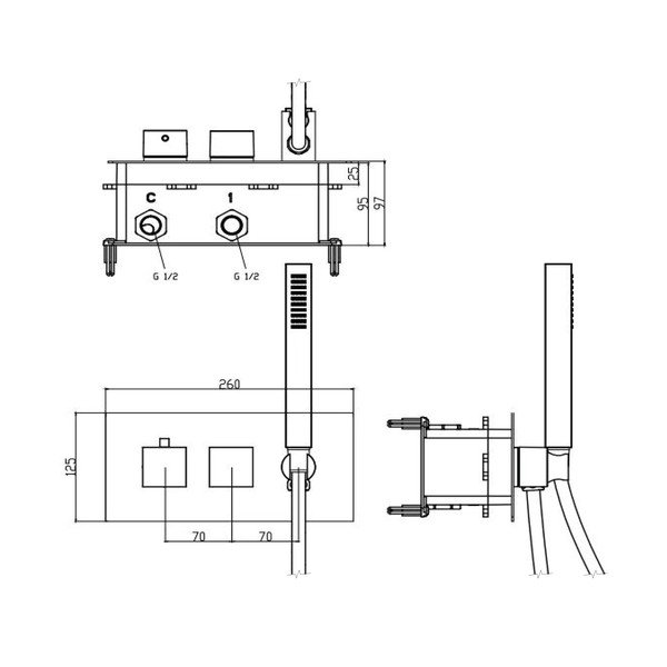 Hõbe seinasegisti (2 väljundit) Latus - Sapho-image-4
