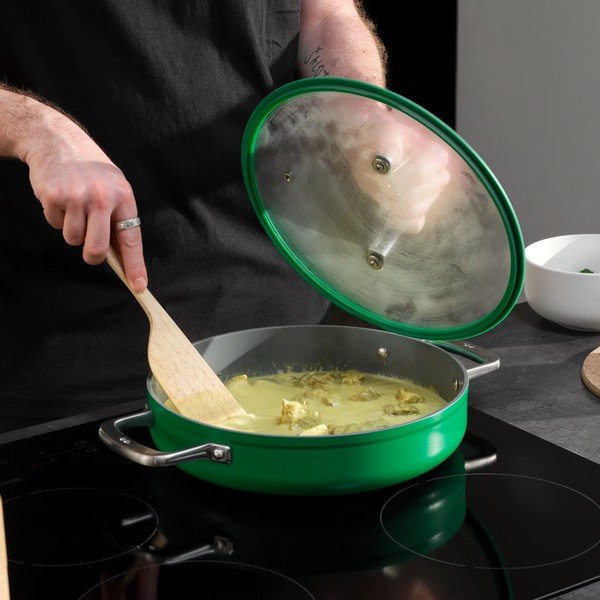 Alumiiniumist pann koos kaane ja mittenakkuva pinnaga ø 28 cm tegame Meda 3.0 - FABINI-image-1