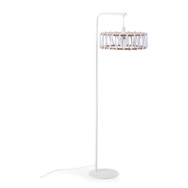 Stojací lampa s bílou konstrukcí a velkým bílým stínidlem EMKO Macaron-image-1