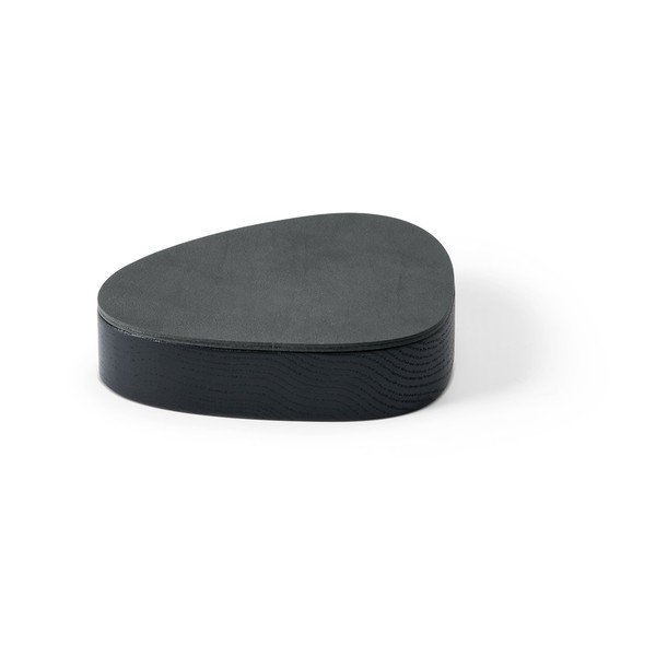 Must/antratsiitne puidust/öko-nahast dekoratiivne hoiukarp koos kaanega 14x12,5x3,5 cm Curve Nupo - LIND DNA