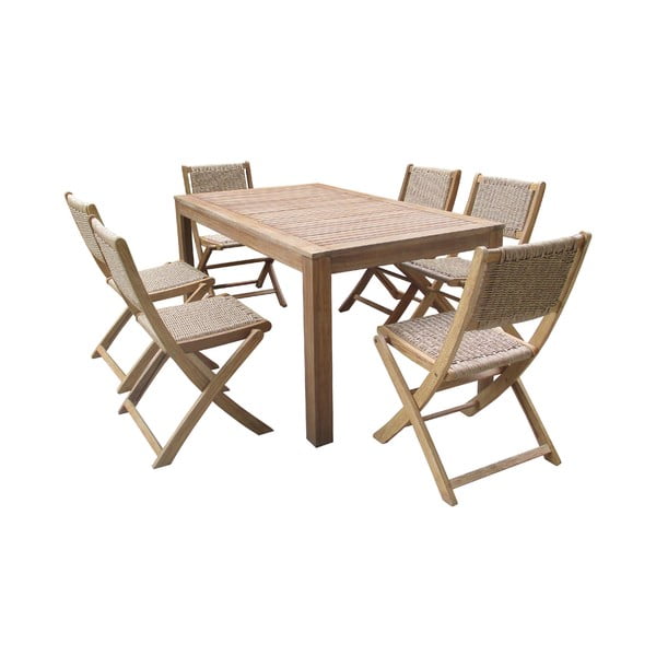 Zahradní set 6 židlí a stolu z akáciového dřeva Ezeis Falcon Natural