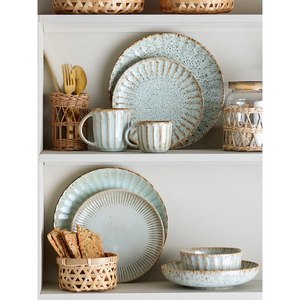 Kivikeraamikast õhtusöögikomplekt 12 osa Fleur - Bloomingville-image-1