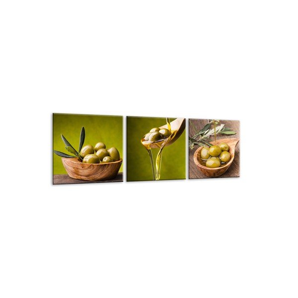 Sada 3 obrazů Styler Glasspik Set Olives-image-2