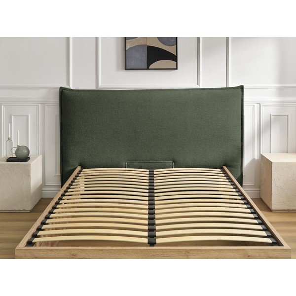 Roheline polsterdatud polsterdatud/puitlaastplaadist kaheinimesevoodi panipaigaga ja liistudest raamiga 160x200 cm Charlie - Bobochic Paris-image-4