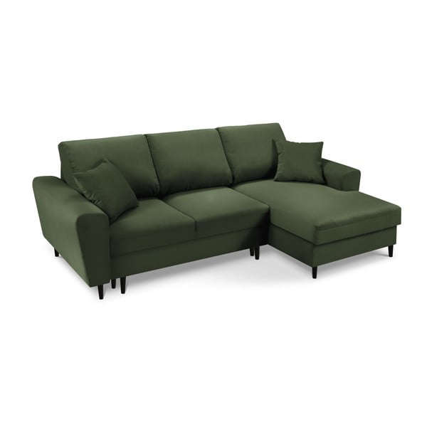 Roheline velvetist panipaigaga nurgadiivanvoodi (parem nurk) Kyoto - Cosmopolitan Design-image-1