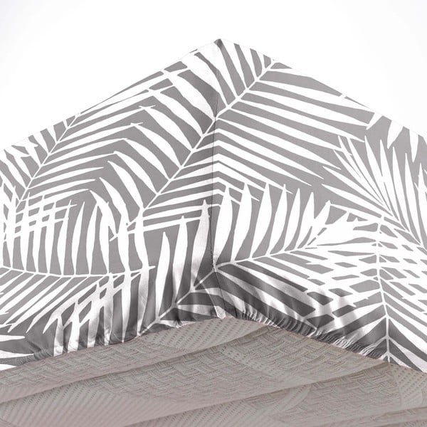 Valge-hall puuvillane kummiga lina 90x190 cm Botania - douceur d'intérieur-image-2