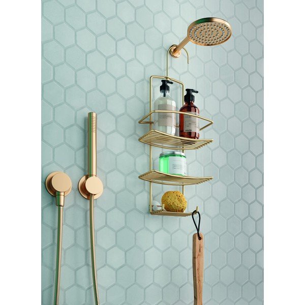 Kuldne rippuv terasest vannitoa riiul Onda - Metaltex-image-1