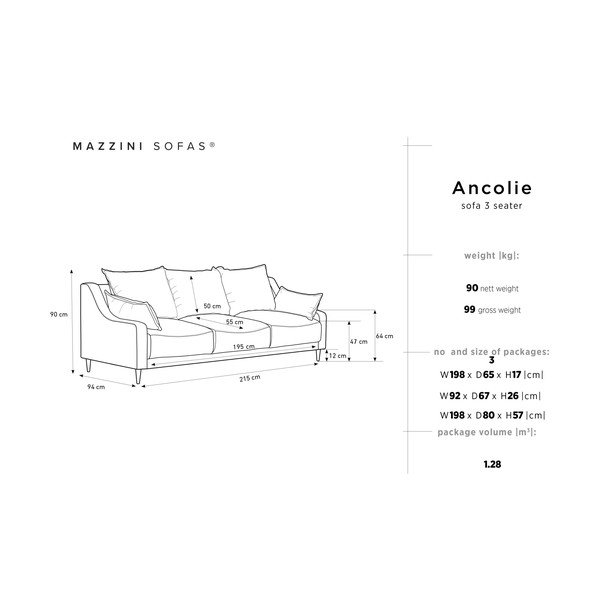 Béžová rozkládací pohovka s úložným prostorem Mazzini Sofas Ancolie, 215 cm-image-1