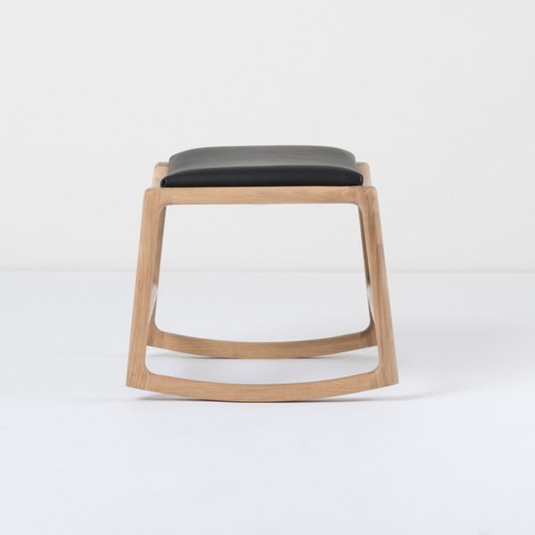 Massiivse tammepuust konstruktsiooniga ja musta pühvlinahaga osman. Dedo - Gazzda-image-1