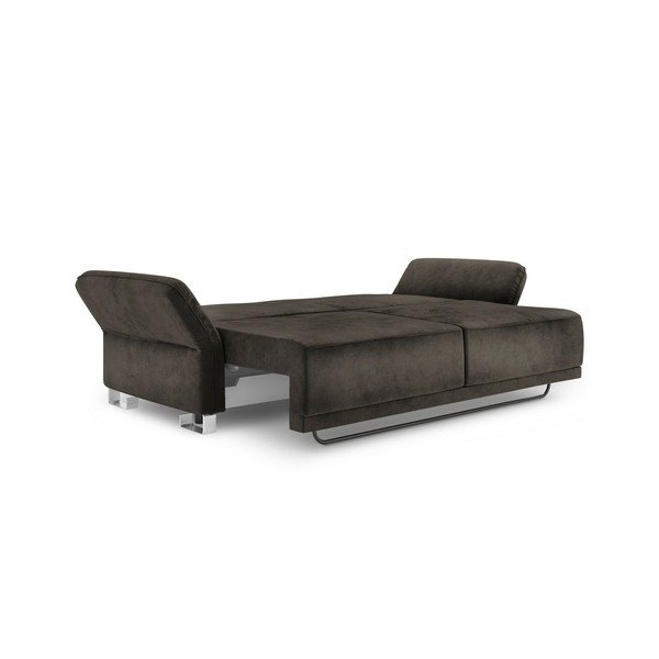 Tmavě hnědý třímístná rozkládací pohovka se sametovým potahem Windsor & Co Sofas Pyxis-image-4