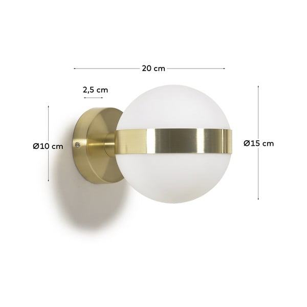Kuldne seinalamp ø 15 cm Anasol - Kave Home-image-3