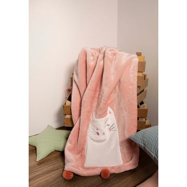 Roosa puuvillane beebitekk 75x120 cm Kitty - Mijolnir-image-2