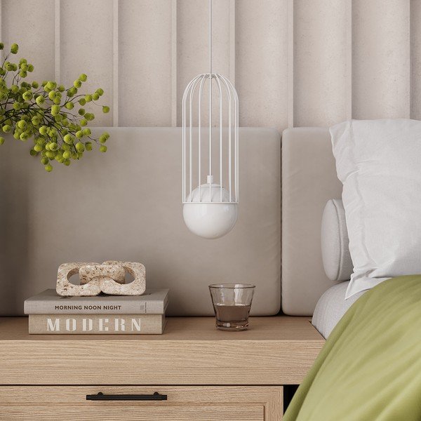 Valge rippvalgusti klaasist varjuga Belinda - Sollux-image-1