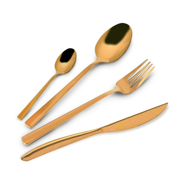 24-osaline kuldne roostevabast terasest söögiriistade komplekt Gold - Orion-image-2