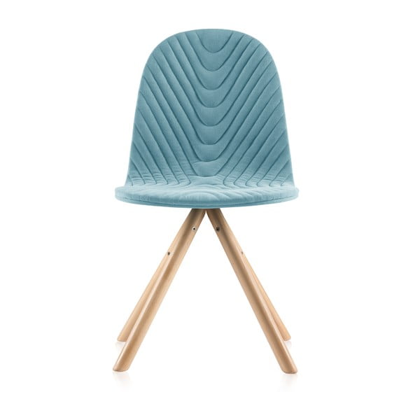 Světle modrá židle s přírodními nohami Iker Mannequin Wave