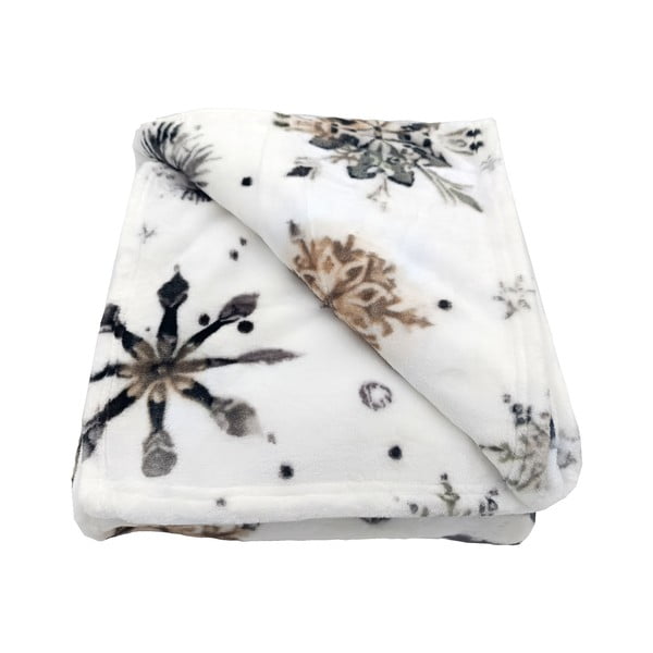 Valge jõulumustriline mikrofliisist pleed 150x200 cm Nord Flake – My House