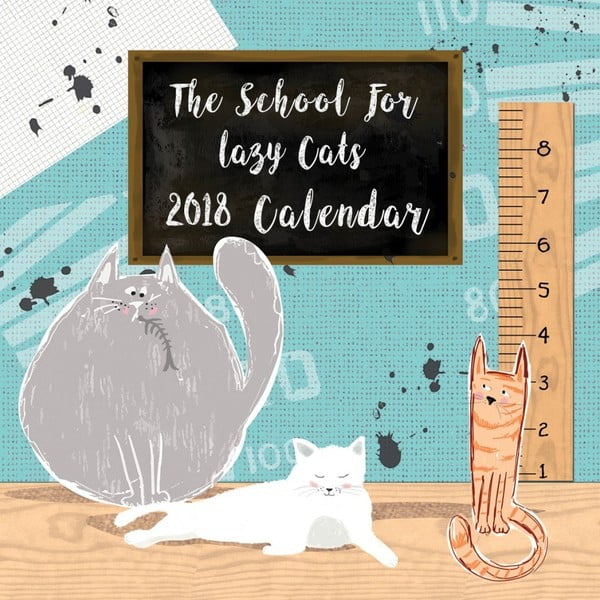 Nástěnný kalendář pro rok 2018 Portico Designs School For Lazy Cats
