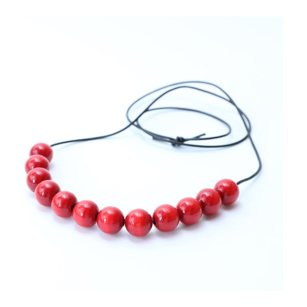 Červený dřevěný dlouhý náhrdelník Ko-ra-le Long