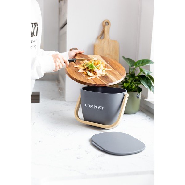 Must bambusest konteiner kompostitavate jäätmete jaoks Natural Elements - Kitchen Craft-image-1