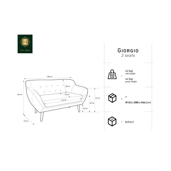 Krémová dvoumístná pohovka Mazzini Sofas Amelie-image-1