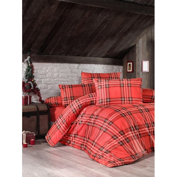 Punane voodipesu koos üheinimesevoodi linaga, ranforce cotton Victoria , 160 x 220 cm Linda - Mijolnir