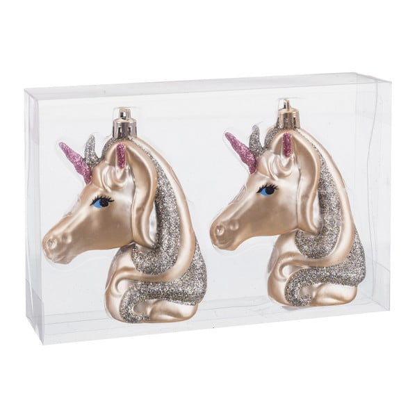 Jõulukaunistused 2 tk komplektis 10 cm Unicorn - Casa Selección