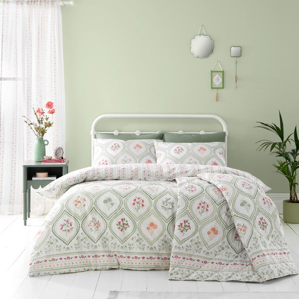 Kreem-roheline voodipesu üheinimesevoodile 135x200 cm Cameo - Catherine Lansfield