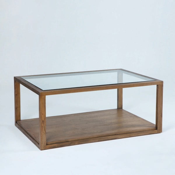 Konferenční stolek z lakovaného dřeva a skla Thai Natura, 110 x 70 cm