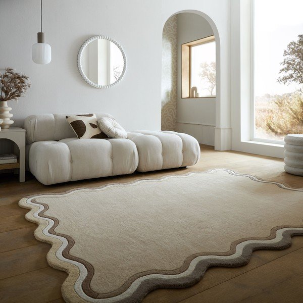 Käsitsi kootud villane vaip naturaalses värvitoonis 160x230 cm Leo Scallop - Flair Rugs-image-1