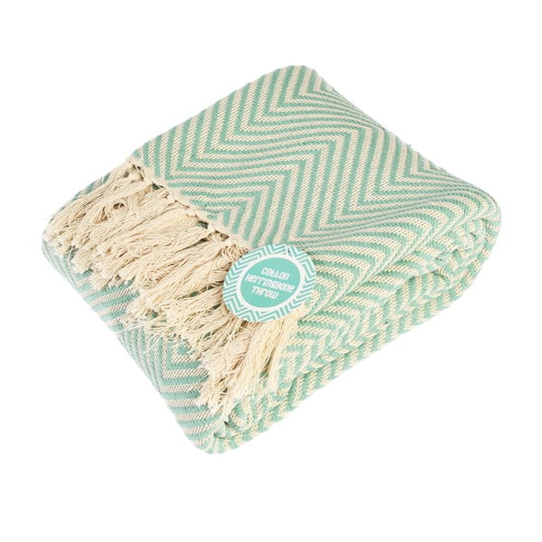 Roheline puuvillane pleed 150x235 cm Herringbone - Rex London