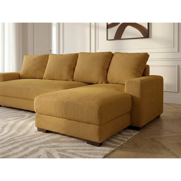 Kollane velvetist diivanvoodi/panipaigaga nurgadiivan (parempoolne nurk/diivanvoodiga) Campi - Bobochic Paris-image-4
