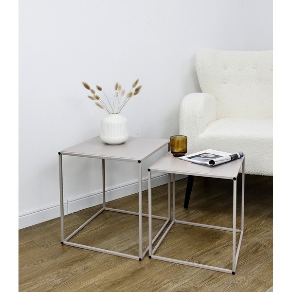 Beežid metallist diivanilauad komplektis 2 tk 38x38 cm Alrik - Yes Everyday-image-1