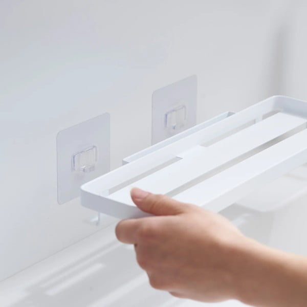 Mattvalge terasest vannitoa riiul (ilma puurimiseta) Film Hook - YAMAZAKI-image-3