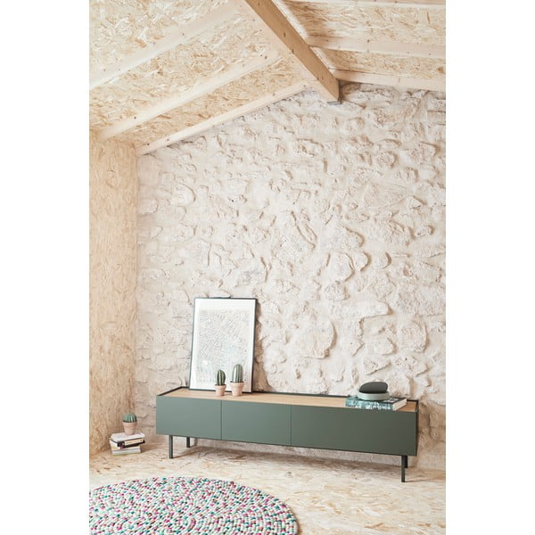 Tammedekooriga telerilaud roheline-puiduvärvi 180x45 cm Arista – Teulat-image-1