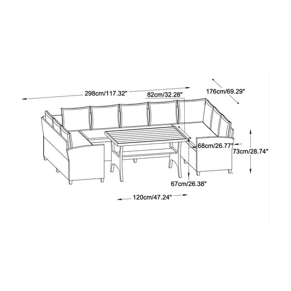 Beež aiamööbli komplekt 9-le inimesele Ventura - Unique Furniture-image-4