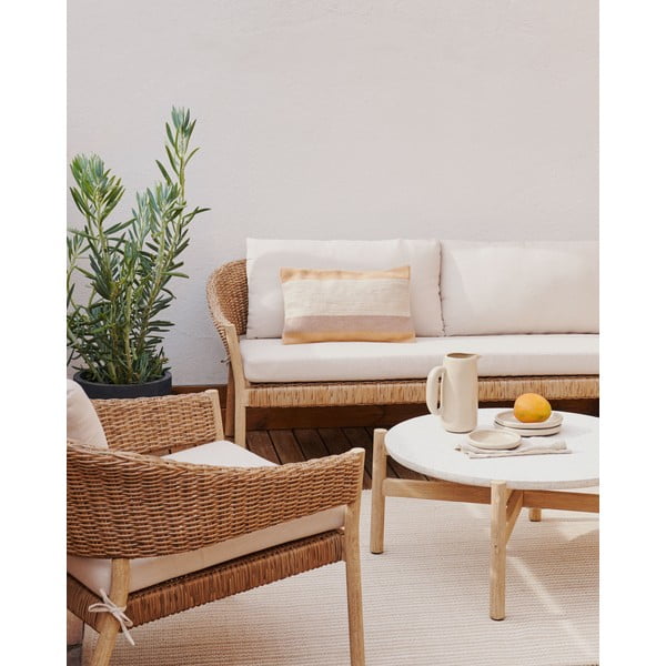 Eukalüptipuidust aiakomplekt 4-le inimesele kreem-puiduvärvi Pola - Kave Home-image-1