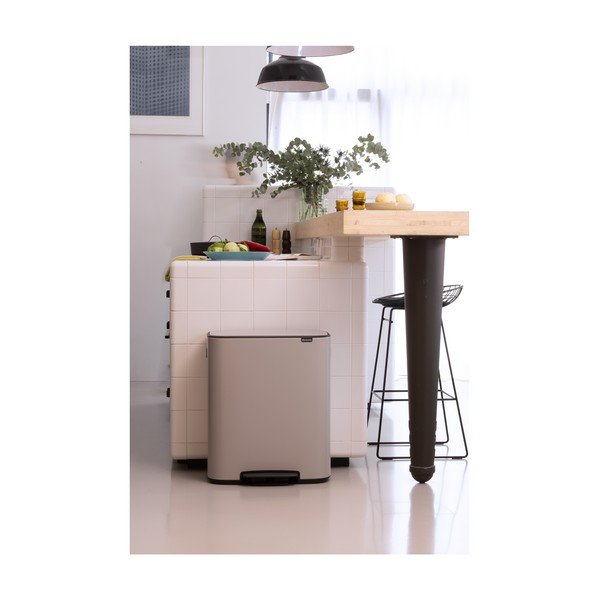 Helehall terasest prügikast 2x30 l sorteeritud jäätmete/sissekäiguga prügi jaoks Bo - Brabantia-image-1