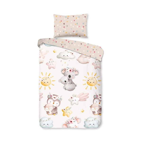 Pruun-beež puuvillane laste voodipesu võrevoodile 100x135 cm Hugs - Good Morning