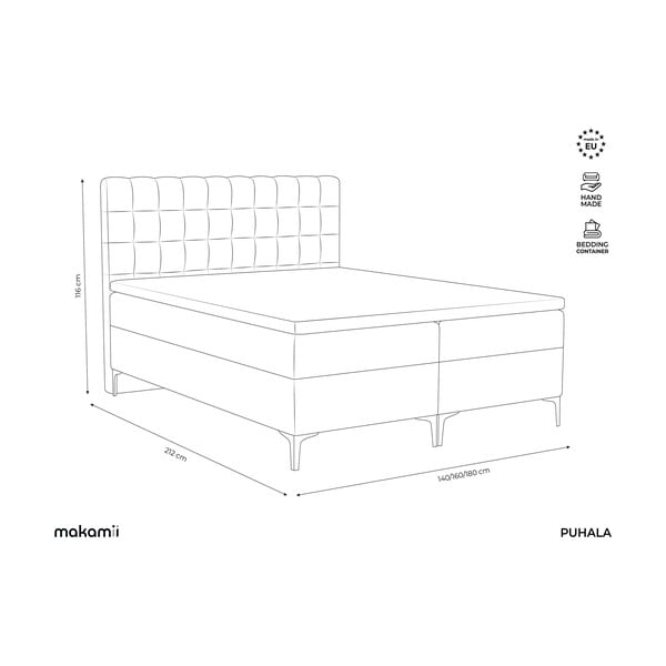 Roheline boxspring voodi panipaigaga 180x200 cm Puhala – Makamii-image-3