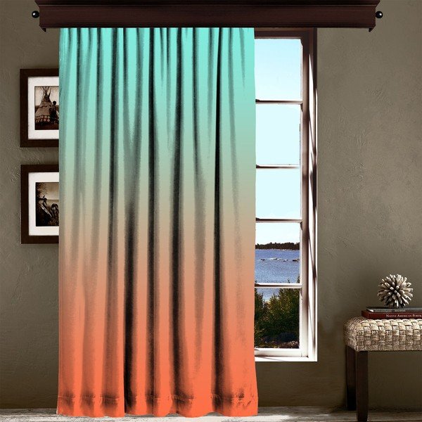 Oranžovo-tyrkysový závěs Curtain Tageho, 140 x 260 cm-image-1