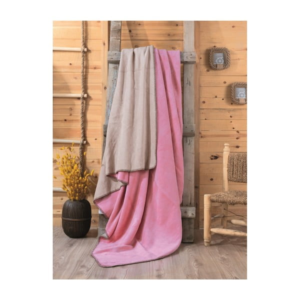Růžovo-béžová deka Sandra, 200 x 220 cm