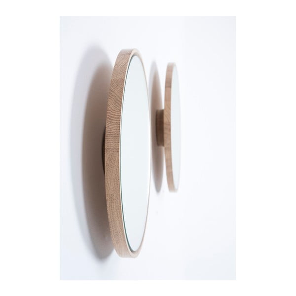 Täispuidust tammepuust raamiga seinapeegel , ⌀ 27 cm Look - Gazzda-image-3